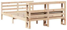 Estrutura de cama c/ cabeceira 150x200 cm pinho maciço