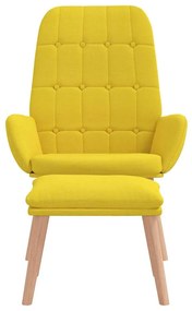 Cadeira de descanso com apoio de pés tecido amarelo-claro