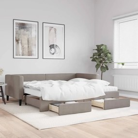 Sofá-cama c/ gavetão/gavetas 90x200 cm tecido cinza-acastanhado
