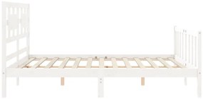 Cama sem colchão 160x200 cm madeira de pinho maciça branco