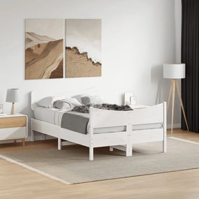 Estrutura de cama com cabeceira 120x200 cm pinho maciço branco