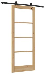 Porta Deslizante vidaXL com Conjunto de Ferragens 83x202 cm Madeira Ma