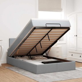 Cama otomana com colchão 120x190 cm tecido cinzento claro