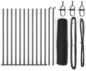 Conjunto de Cercas Conjunto de 2 Cinza Aço 25 x 0.5 m Durável