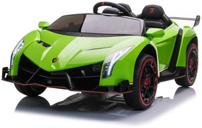 Carro elétrico para Crianças  Lamborghini Veneno 12V 4x4 Rodas Espuma, assento couro ecológico EVA Verde