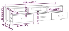 Móvel de TV HAMAR 158x40x40 cm pinho maciço cinza-escuro