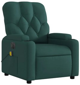 Poltrona reclinável de massagens elétrica tecido verde-escuro