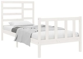 Estrutura de cama solteiro 90x190 cm madeira maciça branco