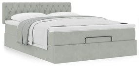Estrutura de cama otomana com colchão 140x200 cm cinzento claro