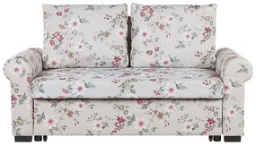 Sofá-cama de 2 lugares com padrão floral em cinzento claro SILDA Beliani
