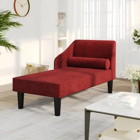 vidaXL Chaise longue com rolo tecido vermelho tinto