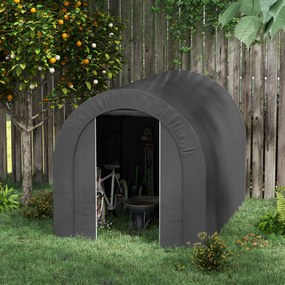 Abrigo de jardim em Lona, tenda de arrumação exterior, abrigo para bicicletas, garagem para bicicletas, lona em PE e metal, 2,4 x 1,8 x 1,9 m, cinzent
