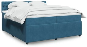 vidaXL Cama com molas/colchão 200x200 cm veludo azul