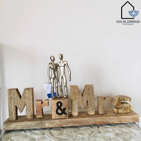 Placa Mr & Mrs | Madeira | 51x28x7 CM