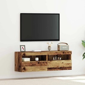 Armários de TV vidaXL com Luzes de LED 2 pcs Madeira Antiga 60x30x40 c