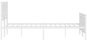Estrutura de cama com cabeceira e pés 140x190 cm metal branco