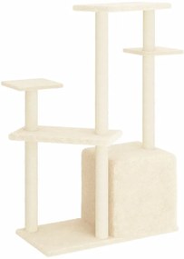 Árvore para gatos c/ postes arranhadores sisal 107,5 cm creme