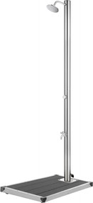 vidaXL Chuveiro de jardim c/ base cinzenta 220 cm aço inoxidável