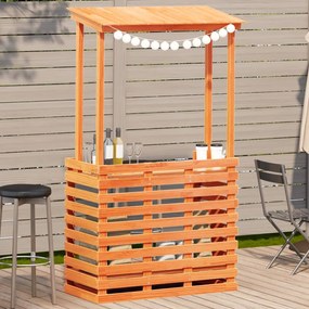 vidaXL Mesa de bar para exterior com telhado madeira maciça castanho