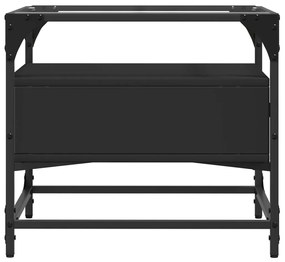 Mesa de centro com topo em vidro preto 50x50x45 cm aço
