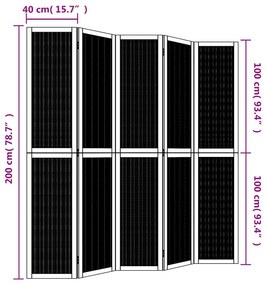 Biombo c/ 5 painéis madeira de paulownia maciça castanho