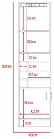 Móvel de bar garrafeira de Canto Andorra com suporte de Copos, a 180,6 cm a x 46,9 cm e x 46,9 cm p, cor noz
