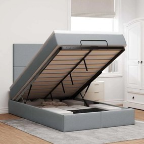 vidaXL Estrutura cama otomana colchão 120x200 cm tecido cinzento claro