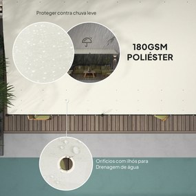 Pérgola de Parede 3x6 m com Telhado Inclinado Orifícios de Drenagem e Estrutura Metálica Creme