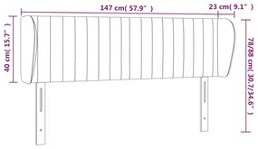 Cabeceira cama abas tecido 147x23x78/88 cm cinzento-acastanhado