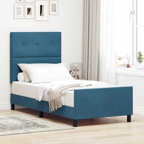 vidaXL Cama Box com cabeceira Azul Escuro 80 x 200 cm Veludo