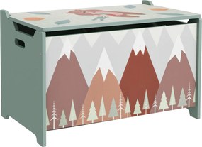 ZONEKIZ Baú de Brinquedos Organizador de Brinquedos para Crianças de 3 a 8 Anos com Estampado em Animaos 60x37x39 cm Verde | Aosom Portugal