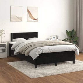 Cama boxspring com colchão 120x200 cm veludo preto