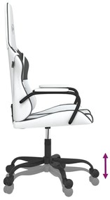 Cadeira gaming massagens couro artificial branco e preto