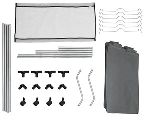 Cesto para roupa suja com rodas 3 compartimentos cinzento