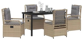 Conjunto de jantar de jardim 5 peças bege em polyrattan.