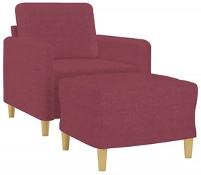Poltrona com apoio de pés 60 cm tecido vermelho tinto