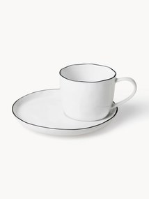 Chávena de café em porcelana artesanal com pires Salt