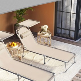 Espreguiçadeira jardim com encosto regulável 193 x 53 x 29 cm Taupe