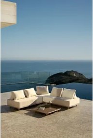 Conjunto De Jardim Com Sofá Modular De Canto De 3 Peças E Mesa De Centro 95x95 Cm Em Acácia Portet Marrom Acácia Claro - Sklum