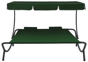 Espreguiçadeira com toldo e almofadas verde