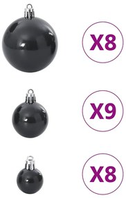 Enfeites de Natal 100 pcs Ø3/4/6 cm preto