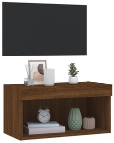 Móvel de TV com luzes LED 60x30x30 cm carvalho castanho