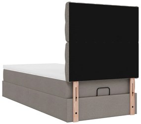Cama otomana com colchão 100x200 cm tecido cinza