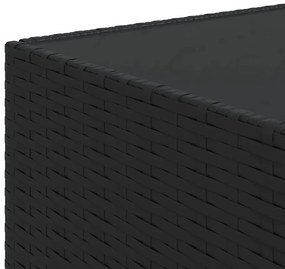 3 pcs conjunto lounge de jardim c/ almofadões vime PE preto