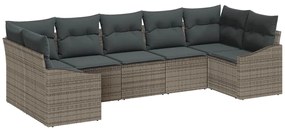Conjunto de Jantar de Jardim de 7 Peças com Almofadas - Rattan Poliést