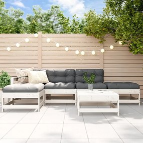 6 pcs conjunto lounge de jardim pinho maciço branco
