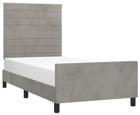 Estrutura de cama sem colchão 100x200 cm veludo cinzento-claro