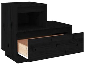 Mesas de cabeceira 2 pcs 60x34x51 cm pinho maciço preto