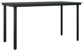 Conjunto de jantar jardim 5 peças almofadas vidro vime PE preto
