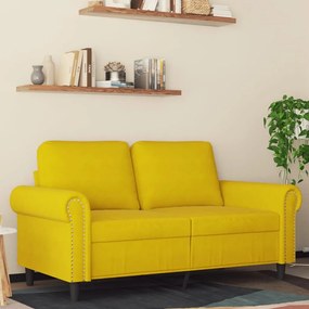 Sofá de 2 lugares veludo 120 cm amarelo